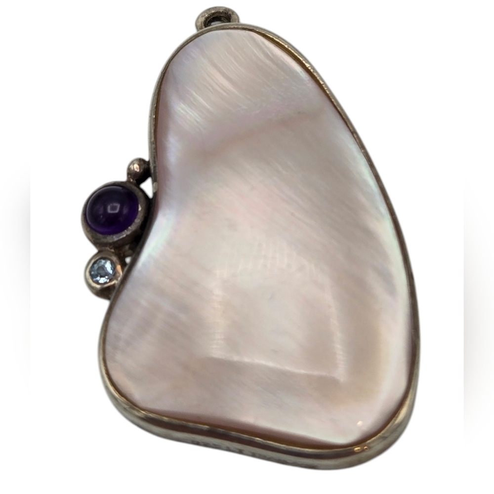 Pendant MOP Aquamarine Amethyst Sterling Silver